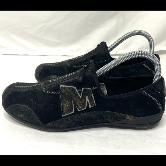 MERRELL Womens Size 7.5 Black Suede Zipper Shoes - Picture 1 of 9